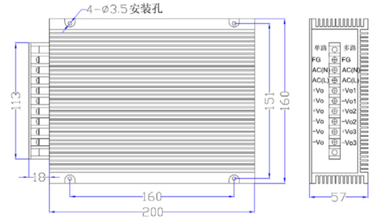 500W DZAC-S系列 恒流充電模塊外形圖